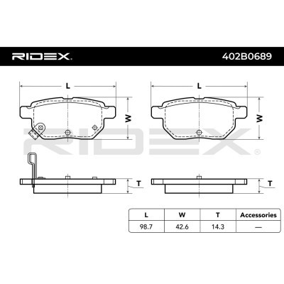 Brake Pads Set RIDEX 402B0689 402B0689 - photo 3