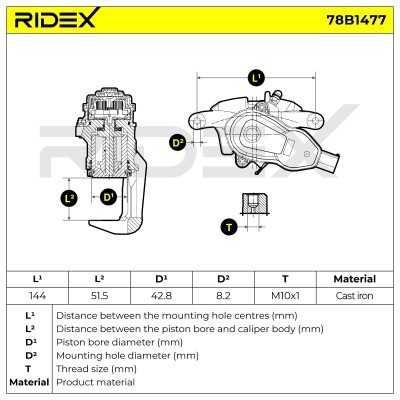 Brake Caliper RIDEX 78B1477 78B1477 - photo 8