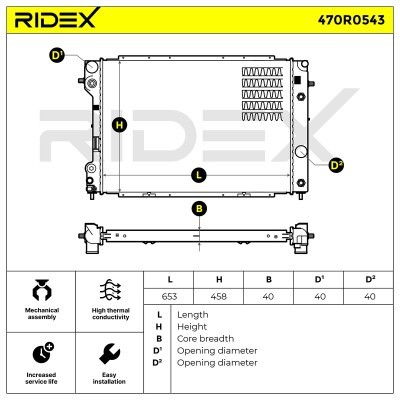 Radiator, Engine Cooling RIDEX 470R0543 470R0543 - photo 5