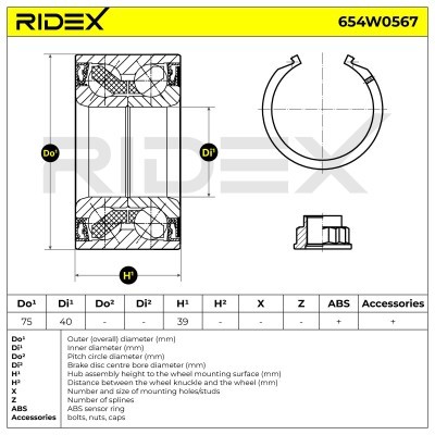 Wheel Bearing RIDEX 654W0567 654W0567 - photo 3