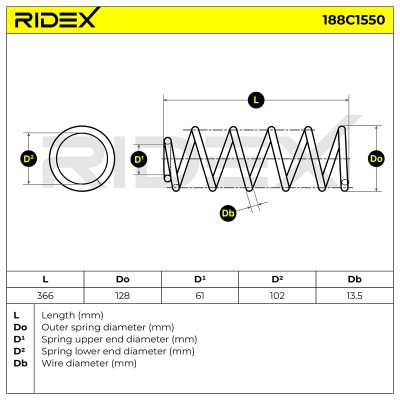 Suspension Spring RIDEX 188C1550 188C1550 - photo 4