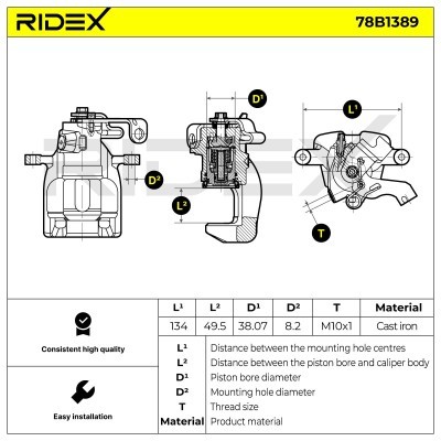 Brake Caliper RIDEX 78B1389 78B1389 - photo 7