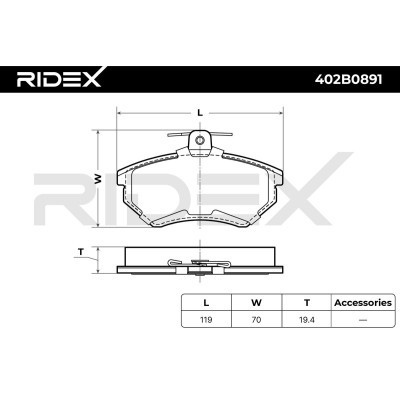 Brake Pads Set RIDEX 402B0891 402B0891 - photo 3