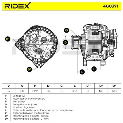 Alternator RIDEX 4G0371 4G0371 - photo 7
