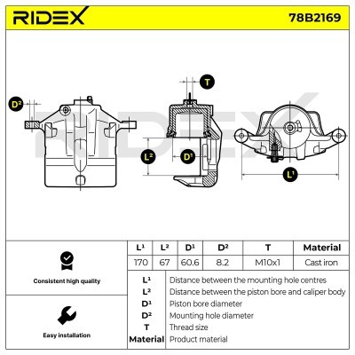 Brake Caliper RIDEX 78B2169 78B2169 - photo 6