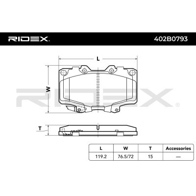 Brake Pads Set RIDEX 402B0793 402B0793 - photo 3