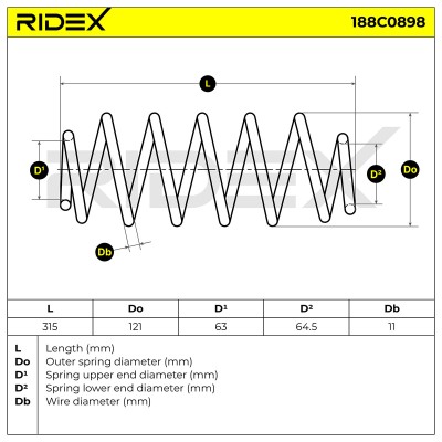Suspension Spring RIDEX 188C0898 188C0898 - photo 5