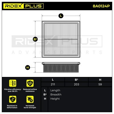 Air Filter RIDEX 8A0124P 8A0124P - photo 7