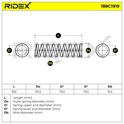 Suspension Spring RIDEX 188C1919 188C1919 - photo 4