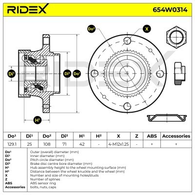 Wheel Bearing RIDEX 654W0314 654W0314 - photo 2