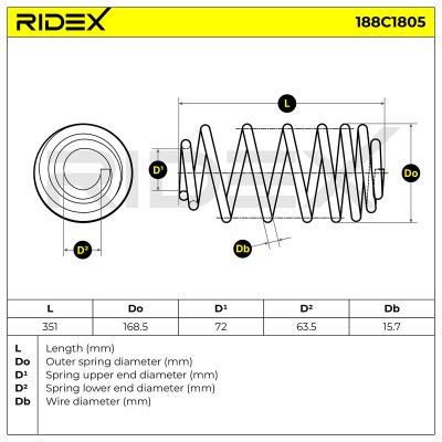 Suspension Spring RIDEX 188C1805 188C1805 - photo 5