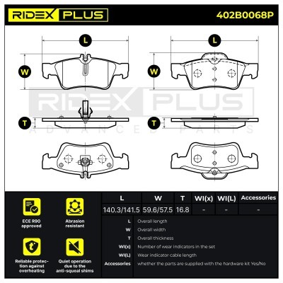 Brake Pads Set RIDEX 402B0068P 402B0068P - photo 2