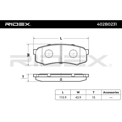 Brake Pads Set RIDEX 402B0231 402B0231 - photo 3