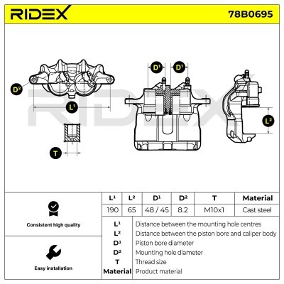 Brake Caliper RIDEX 78B0695 78B0695 - photo 7
