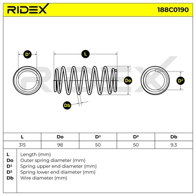 Suspension Spring RIDEX 188C0190 188C0190 - photo 5
