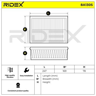 Air Filter RIDEX 8A1305 8A1305 - photo 6