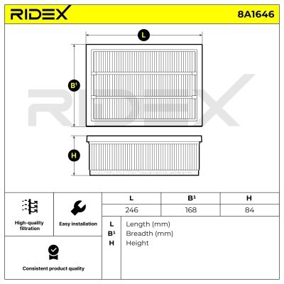 Air Filter RIDEX 8A1646 8A1646 - photo 6