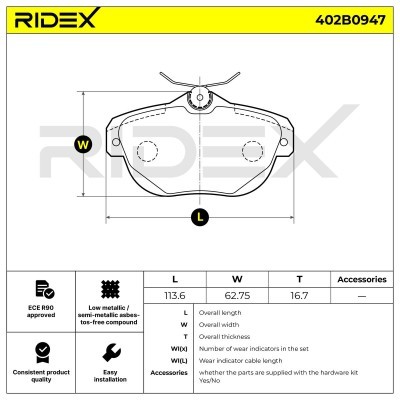 Brake Pads Set RIDEX 402B0947 402B0947 - photo 4
