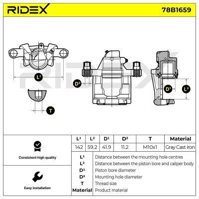 Brake Caliper RIDEX 78B1659 78B1659 - photo 6