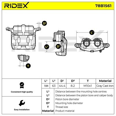 Brake Caliper RIDEX 78B1561 78B1561 - photo 6