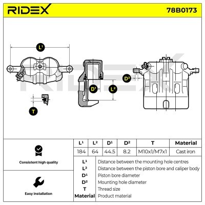 Brake Caliper RIDEX 78B0173 78B0173 - photo 3