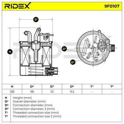Fuel Filter RIDEX 9F0107 9F0107 - photo 5