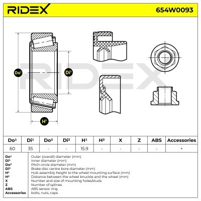 Wheel Bearing RIDEX 654W0093 654W0093 - photo 2