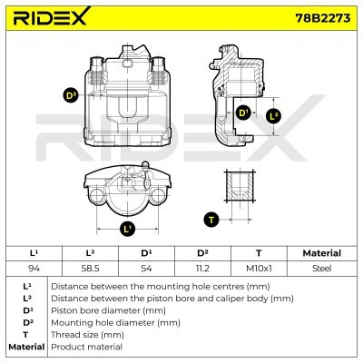 Brake Caliper RIDEX 78B2273 78B2273 - photo 7