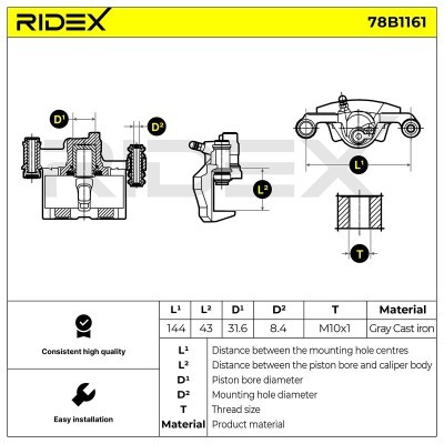 Brake Caliper RIDEX 78B1161 78B1161 - photo 7