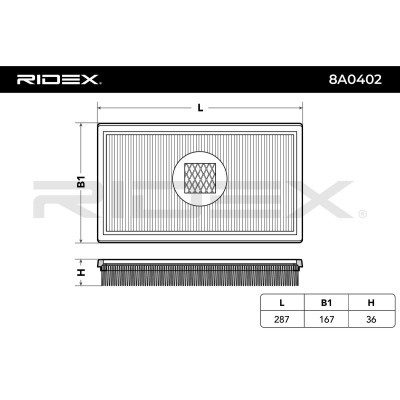 Air Filter RIDEX 8A0402 8A0402 - photo 4