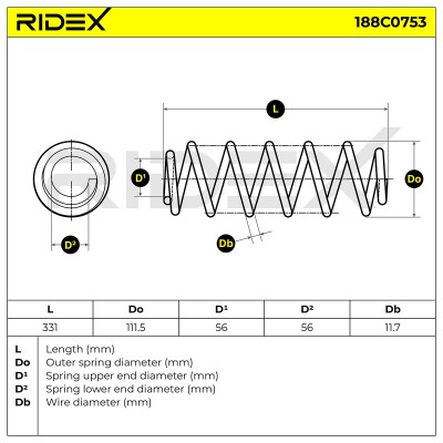 Suspension Spring RIDEX 188C0753 188C0753 - photo 4