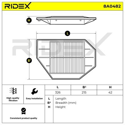 Air Filter RIDEX 8A0482 8A0482 - photo 6