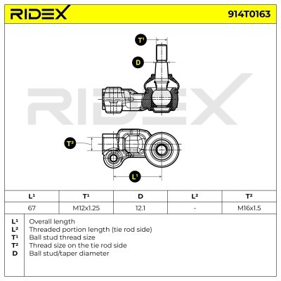 Tie Rod End RIDEX 914T0163 914T0163 - photo 5