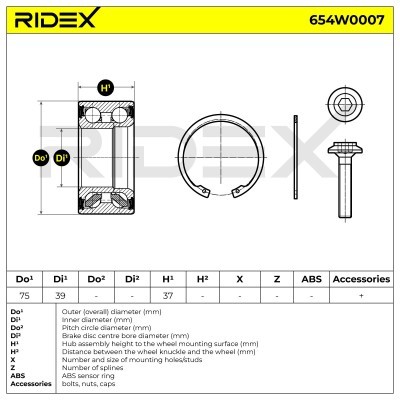 Wheel Bearing RIDEX 654W0007 654W0007 - photo 2