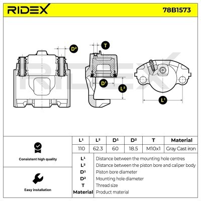 Brake Caliper RIDEX 78B1573 78B1573 - photo 5