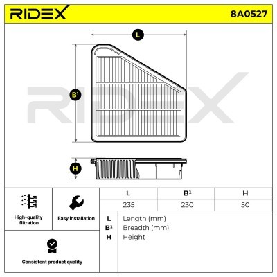 Air Filter RIDEX 8A0527 8A0527 - photo 6