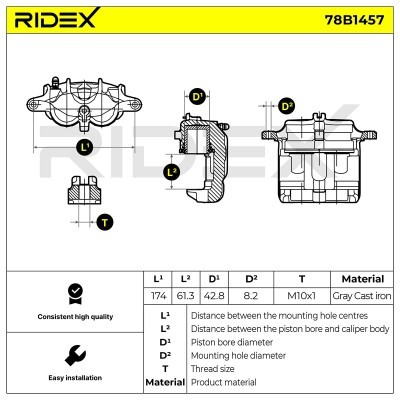 Brake Caliper RIDEX 78B1457 78B1457 - photo 7