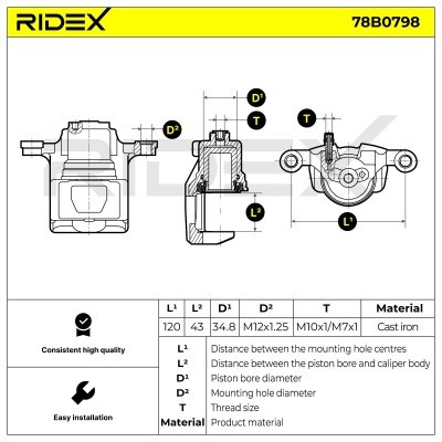Brake Caliper RIDEX 78B0798 78B0798 - photo 5