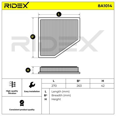 Air Filter RIDEX 8A1014 8A1014 - photo 6