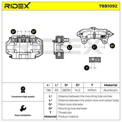 Brake Caliper RIDEX 78B1092 78B1092 - photo 6