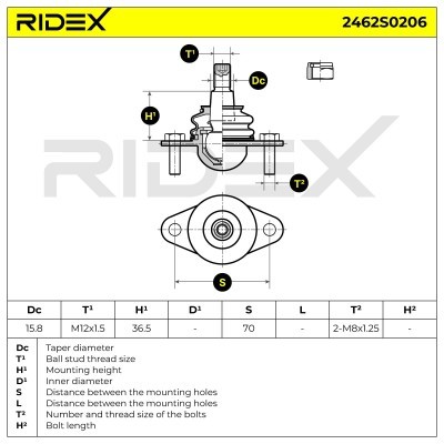 Ball Joint RIDEX 2462S0206 2462S0206 - photo 5