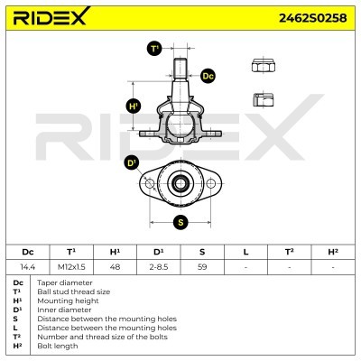 Ball Joint RIDEX 2462S0258 2462S0258 - photo 5