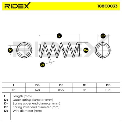 Suspension Spring RIDEX 188C0033 188C0033 - photo 3