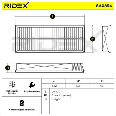 Air Filter RIDEX 8A0854 8A0854 - photo 6