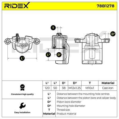 Brake Caliper RIDEX 78B1278 78B1278 - photo 6