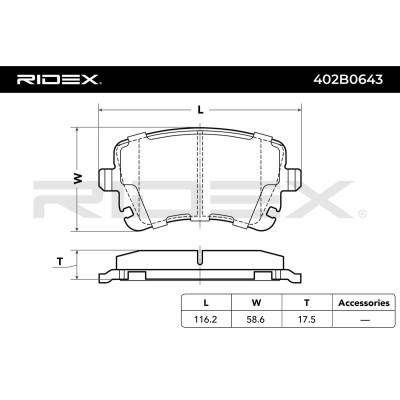 Brake Pads Set RIDEX 402B0643 402B0643 - photo 3