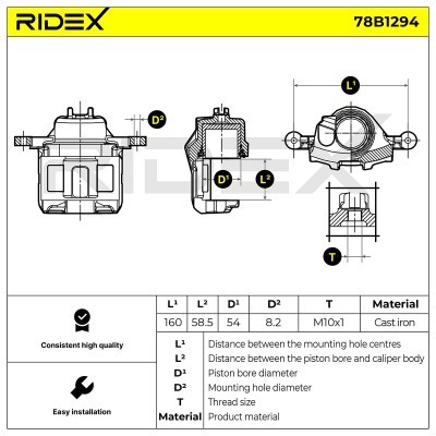 Brake Caliper RIDEX 78B1294 78B1294 - photo 6
