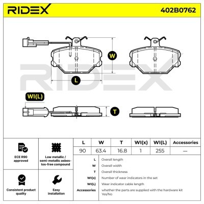Brake Pads Set RIDEX 402B0762 402B0762 - photo 6