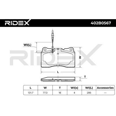 Brake Pads Set RIDEX 402B0567 402B0567 - photo 6