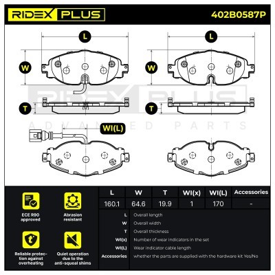 Brake Pads Set RIDEX 402B0587P 402B0587P - photo 2